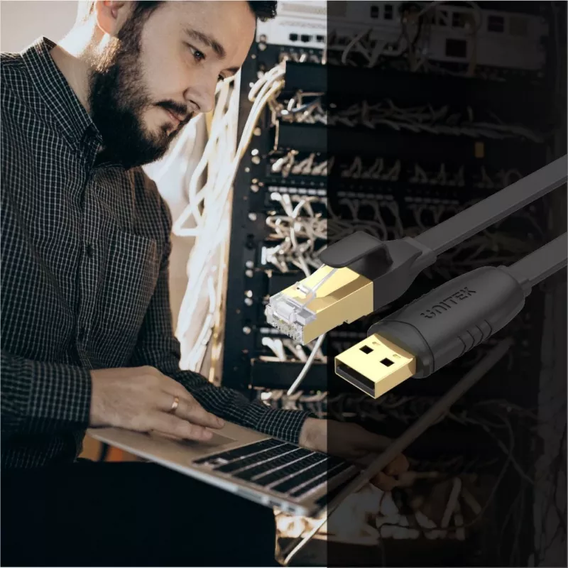 Unitek Y-SP02001B cabo de consola USB 2.0 para RJ-45, 1,8 m, preto