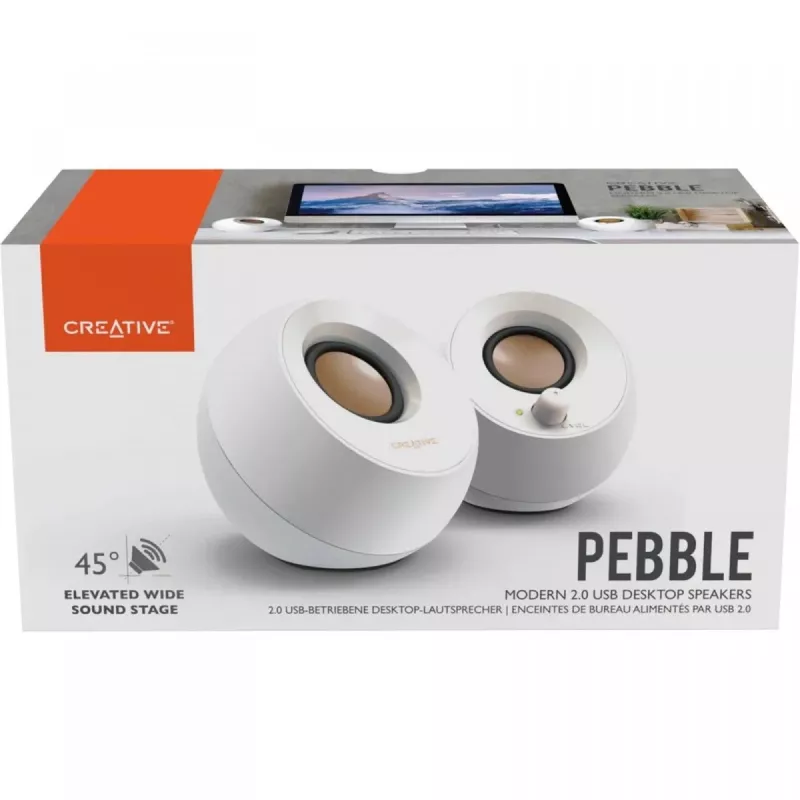 Altifalantes estéreo de secretária Creative Pebble 2.0, branco