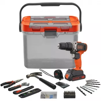 Aparafusadora de impacto com bateria BCKSB02, 18 Volt (laranja/preto, bateria de iões de lítio 1,5 Ah, caixa de armazenamento, conjunto de 62 acessórios)