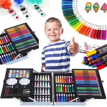 Conjunto de pintura Extralink EX.20154 — conjunto de arte infantil de 145 peças em mala grande