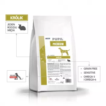 PUPIL Premium Todas as Raças Coelho - Alimento seco para cães - 8 kg