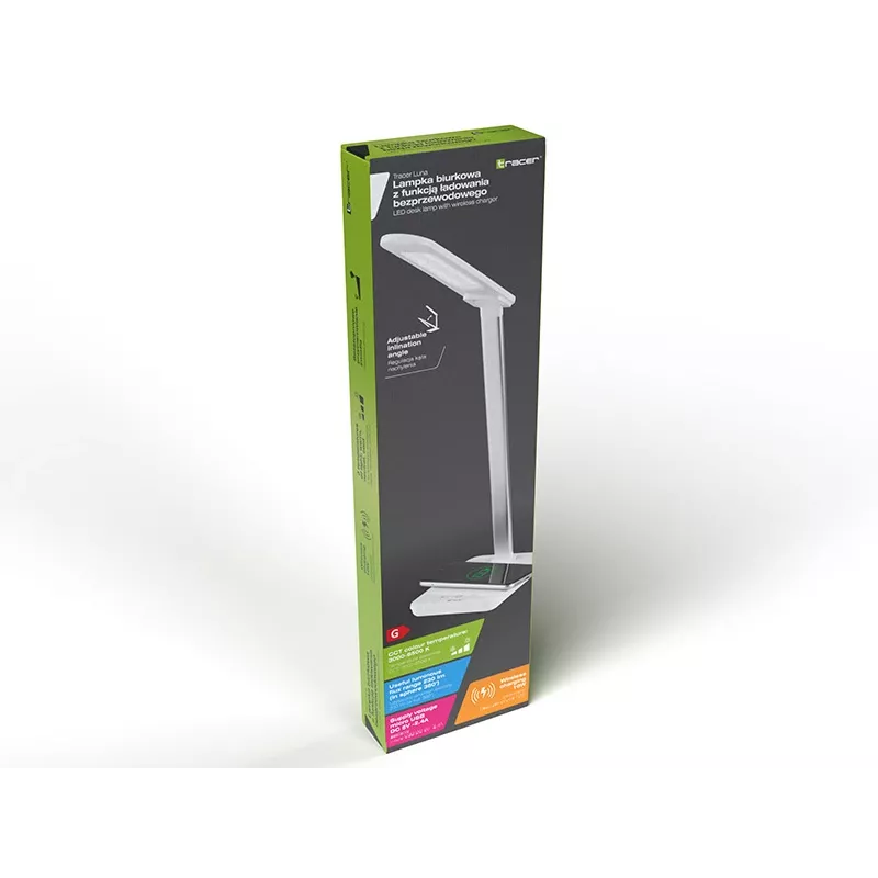 Candeeiro de secretária Tracer Luna com carregador sem fios de 10 W, LED, 3000–6500 K