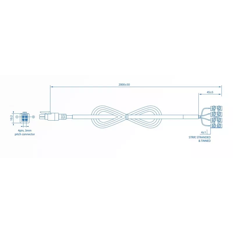 Cabo de alimentação interno TELTONIKA PR2FK20M — 2 m, 4 pinos ATX12V