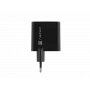 Carregador com fios para dispositivos móveis NATEC NUC-2143, 45 W, USB-C PD 3.0 + USB-A QC 3.0, 110–240 V, preto
