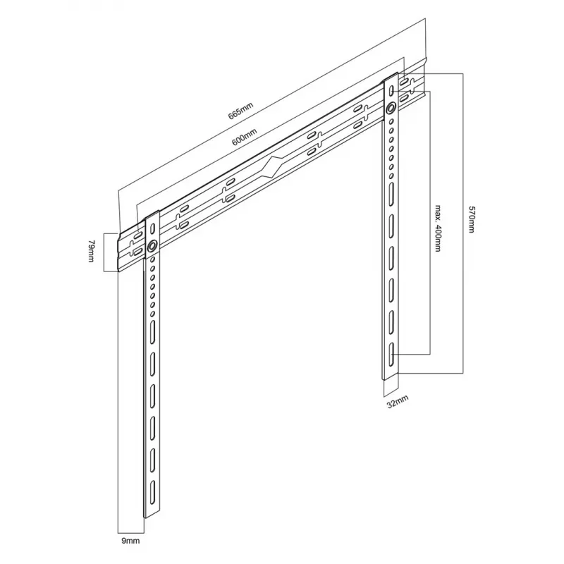 Suporte de parede para TV MACLEAN MC-123 extra fino, VESA 400x400 mm, para televisores de ecrã plano até 80 kg