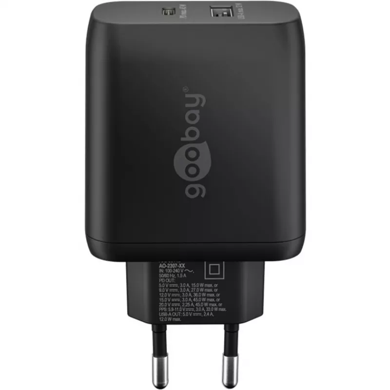 Carregador para dispositivos móveis Goobay 65411 Auscultadores - Smartphone - Tablet preto AC Carregamento rápido Interior (65411)