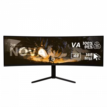 Monitor LED Curvo 49 polegadas Arozzi Nova — 5120 x 1440 Dual QHD, painel VA, 4 ms, hub USB, VESA
