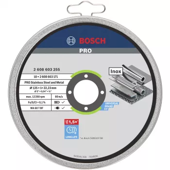 Bosch Standard for Inox WA 60 T BF discos de corte, 125 mm, 10 unid., 2608603255