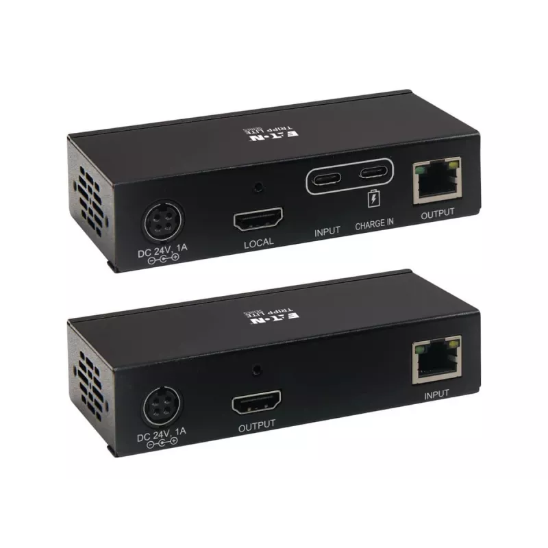 Eaton Tripp Lite Series Kit extensor USB-C para HDMI sobre Cat6 com suporte KVM, 4K 60Hz, 4:4:4, transmissor/receptor, USB, PoC, HDCP 2.2, até 70 m, TAA - Extensão para vídeo