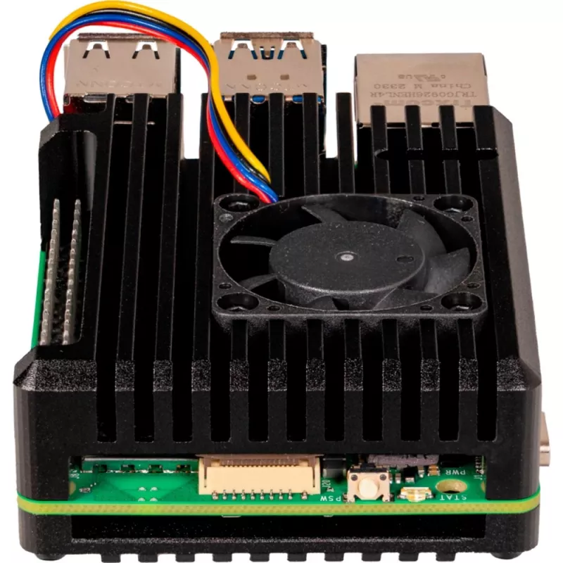 Joy-IT Armor Case BLOCK ACTIVE Caixa SBC compatível com placas de desenvolvimento Raspberry Pi (RB-AlucaseP5-07FAN)