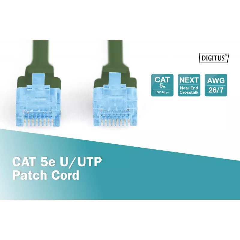 Cabo de rede patch DIGITUS CAT5e U/UTP, 3 m, RJ-45 para RJ-45, verde