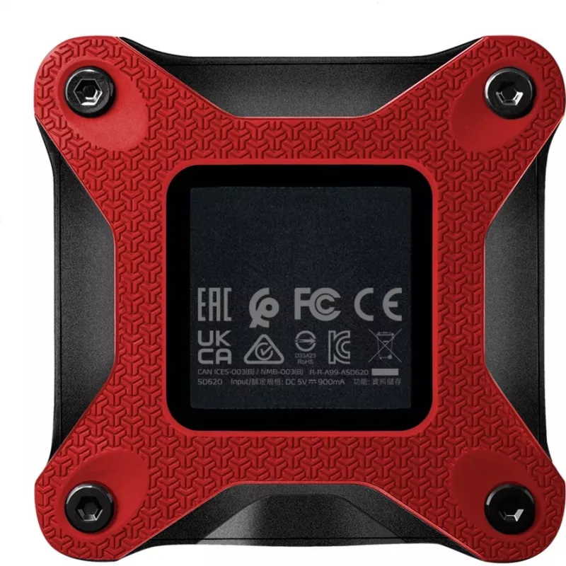 SSD externo ADATA SD620 1 TB, portátil USB 3.2 Gen 2 (Micro-USB B), velocidade de leitura 520 MB/s, velocidade de escrita 460 MB/s, resistente a choques, Vermelho
