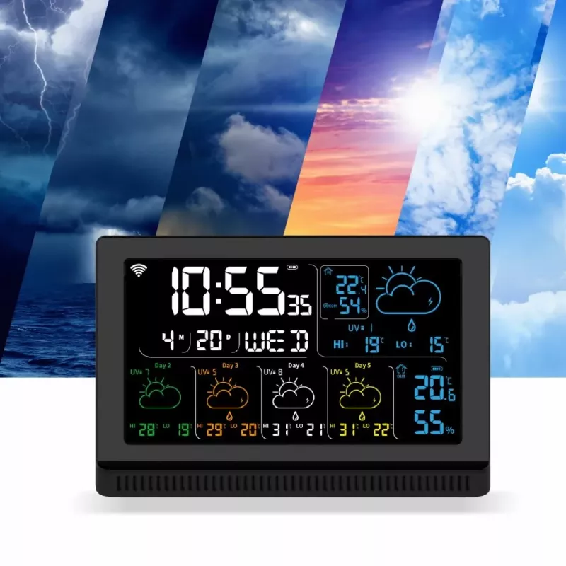 Manta MTO200B Windy Smart estação meteorológica com sensor exterior, Wi-Fi, preta
