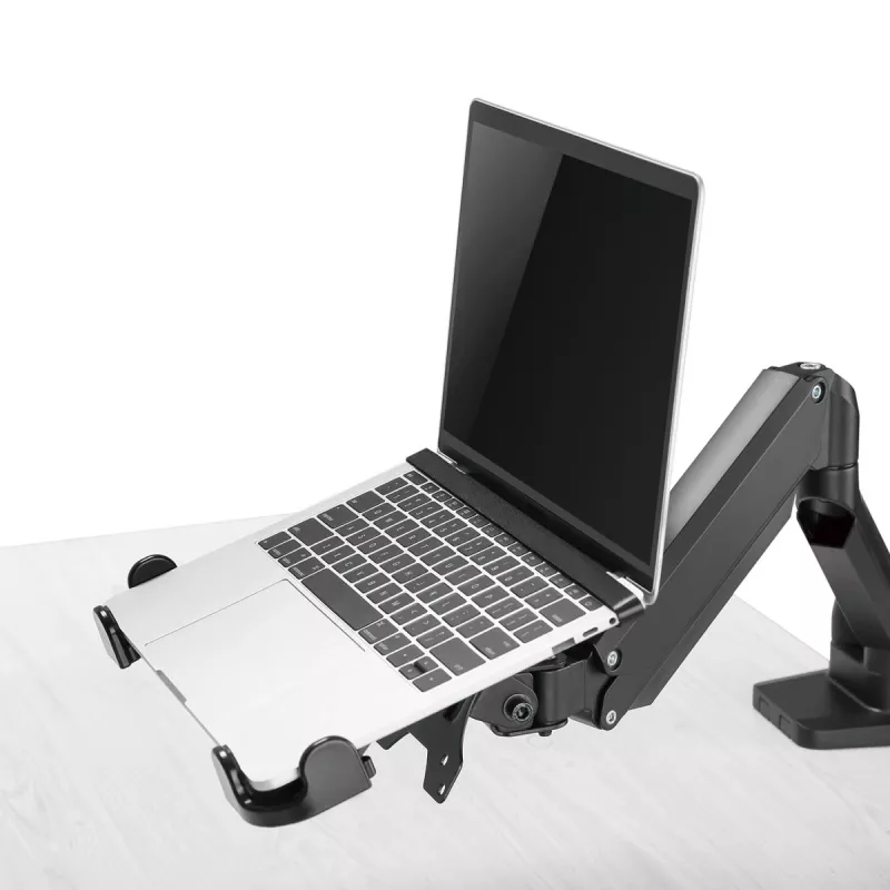 Suporte de secretária para portátil MACLEAN MC-836 — altura ajustável, design ergonómico, preto, para utilização horizontal do portátil (58,5×236×320 mm)