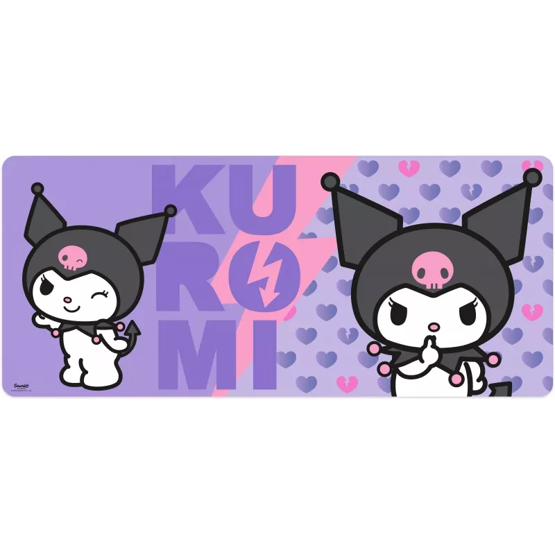 Tapete de rato Kids Euroswan 80x30 cm Hello Kitty Kuromi, tapete grande retangular para gaming/secretária