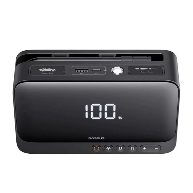 Baseus Super Energy arrancador de bateria para automóvel, 600 A, 6000 mAh, com compressor, preto