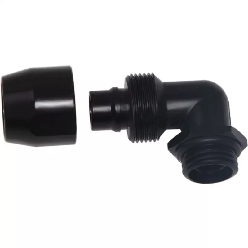 Racor roscado Alphacool HF TPV metal - 90° rotativo 12,7/7,6 mm - preto (17455)