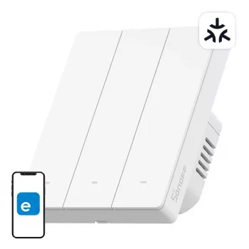 Interruptor de parede inteligente WiFi Sonoff M5-3C-80W 3 canais para moldura