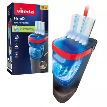 Mopa VILEDA microfibra 1200 ml húmido, cabeça rotativa 360°, cabo 140,5 cm, cabeça removível lavável na máquina
