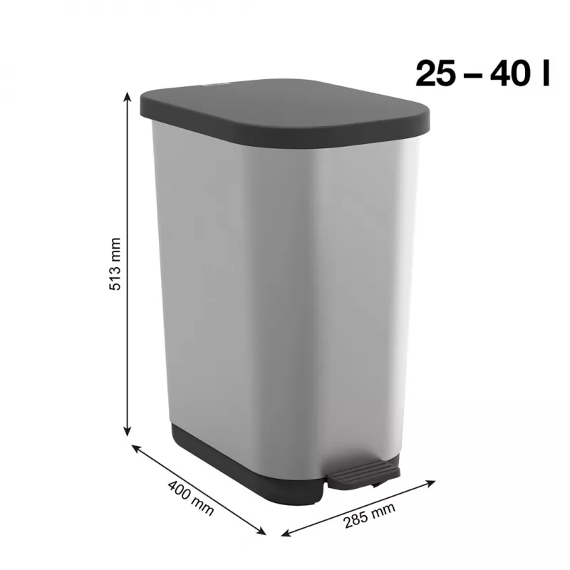Balde de pedal ROTHO Ribo Silver – 35 l