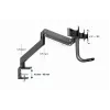 Suporte de monitor de secretária GEMBIRD MA-DA3-03, 3 braços, mola a gás, VESA 75–100x100, suporta 3 ecrãs até 27 polegadas, máx. 18 kg, preto