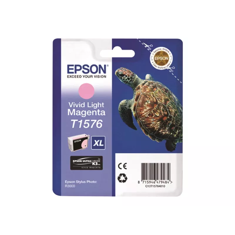 Epson Turtle T1576 Magenta claro vivo, Alto (XL) rendimento, Magenta claro vivo, Tinta à base de pigmento, 25,9 ml, 1 unid., 2300 páginas