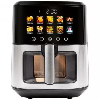 Fritadeira de ar quente ProfiCook PC-FR 1286 H — 6,5 l, 1700 W, frente em aço inoxidável, preto
