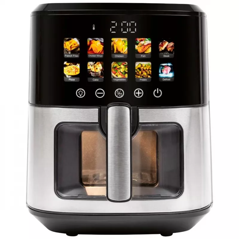 Fritadeira de ar quente ProfiCook PC-FR 1286 H — 6,5 l, 1700 W, frente em aço inoxidável, preto