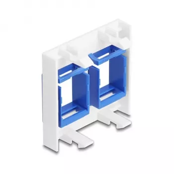 Acessório de moldura snap-in DELOCK 81557 — moldura para módulo Keystone em plástico, 45×45×17,5 mm, azul/branco