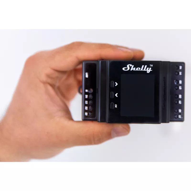 Módulo de relé para calha DIN Shelly 4 canais Pro 4PM Wi‑Fi, 4 canais, AC 110–240 V, medição de potência e energia, montagem em calha DIN