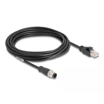 Cabo de rede DeLOCK M12 cabo codificado A 8 pinos macho para RJ45 macho Cat5e 5 m preto