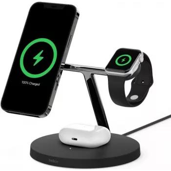 Belkin BoostCharge Pro 3-in-1 Carregador sem fios com MagSafe, 15 W, preto