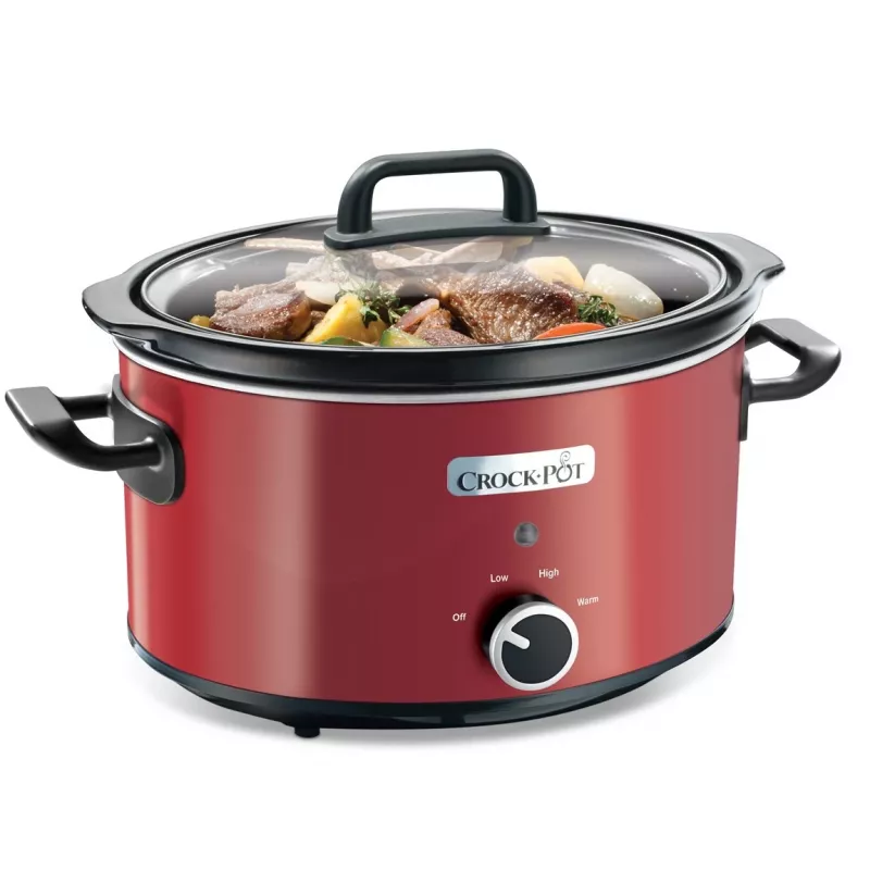 Panela de cozedura lenta Crock-Pot SCV400RD 3,5 L panela de cerâmica removível, tampa de vidro, 2 níveis de aquecimento