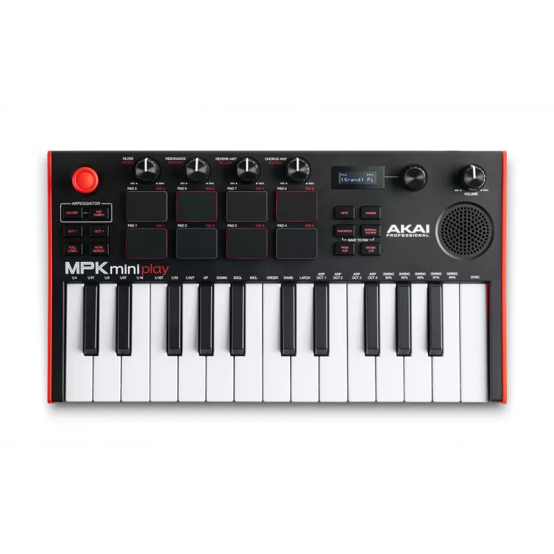 Akai MPK Mini Play MK3 teclado controlador MIDI com controlador de pads, USB, preto/vermelho