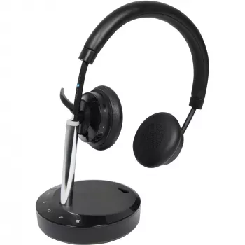Headset sem fios Plusonic W320 Dual DECT estéreo — headset DECT estéreo sem fios, suporte de base dupla