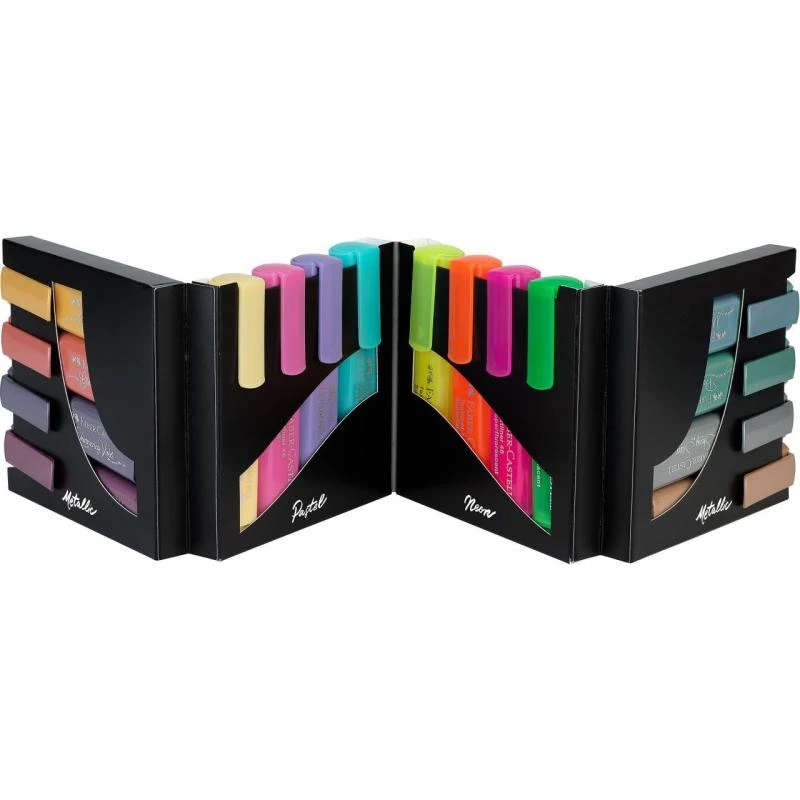 Conjunto de marcadores Faber-Castell 254603 — 16 unidades, ponta de cinzel, metálico/multicolor/pastel