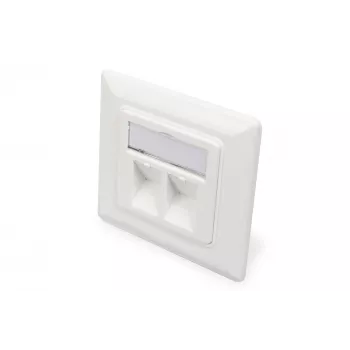 Digitus | Placa de parede para módulos Keystone, tipo alemão, placa central 50x50 mm, moldura 80x80 mm | DN-93801-1