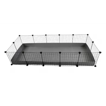 Parcão modular C&C 5x2 prateado 180x75x37 cm para porquinhos-da-índia, coelhos e ouriços, c&c