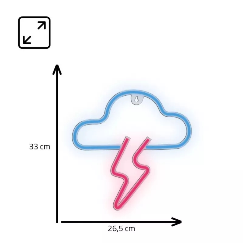 Luz néon MANTA SNL71BL nuvem com relâmpago azul-rosa – letreiro néon LED decorativo