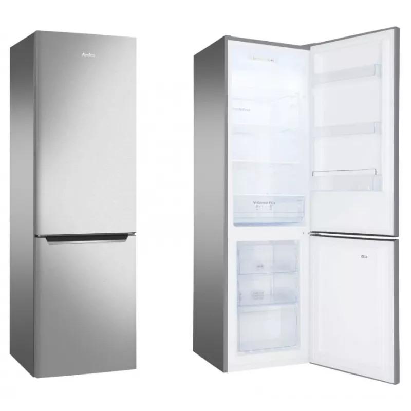 Combinado frigorífico-congelador AMICA FK 2995.2FTX(E) 299L — Inox, congelador em baixo, No Frost, 181 cm
