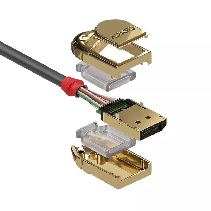 Lindy 36298 cabo DisplayPort 1.2 de 20 m, Gold Line, DisplayPort macho – DisplayPort macho, 4K30Hz, cinzento