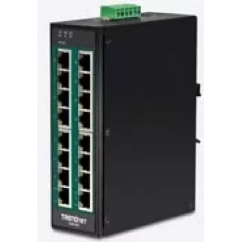 TRENDnet TI-PG160 - Switch - não gerido - 16 x 10/100/1000 (PoE+) - montagem em calha DIN, montagem na parede - PoE+ (240 W)