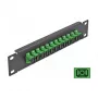 Patch panel de fibra ótica DeLOCK 10 polegadas 12 portas SC simplex verde 1U preto