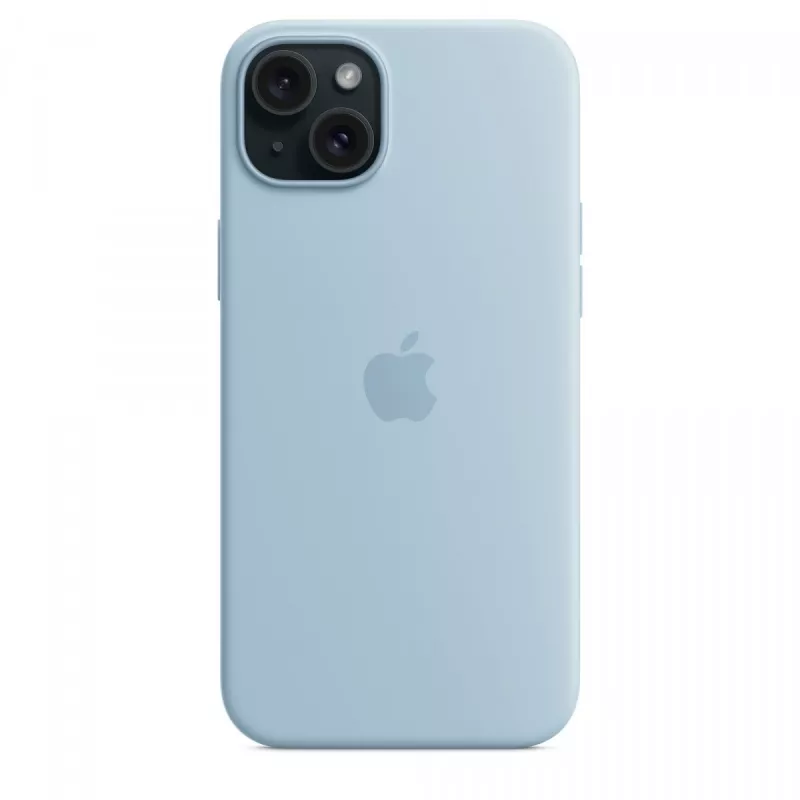 Capa de silicone Apple iPhone 15 Plus azul-claro MagSafe