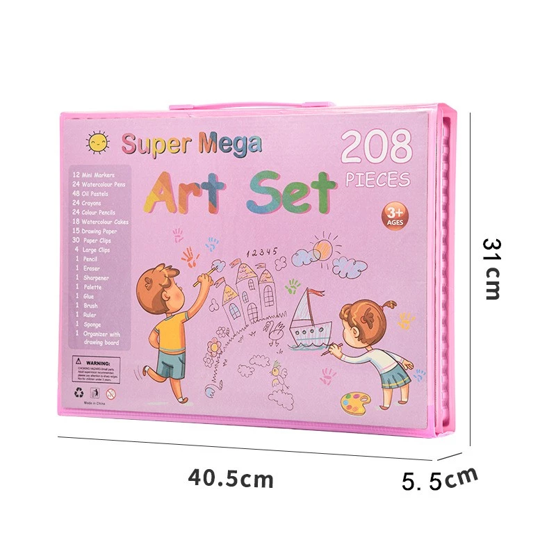 Conjunto de arte Extralink 208 peças — conjunto de pintura com pincéis, tintas, canetas