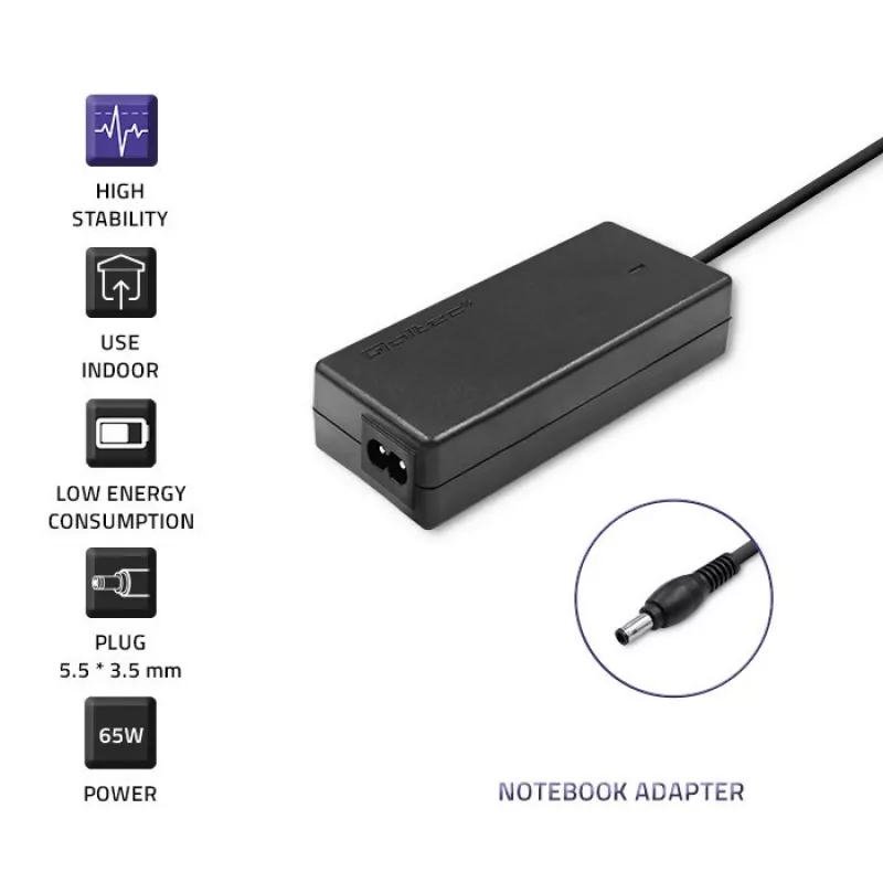 Fonte de alimentação Qoltec 50015.60W para Samsung | 60W | 19V | 3,15A | 5,5*3,5+Pin | incl. cabo de alimentação