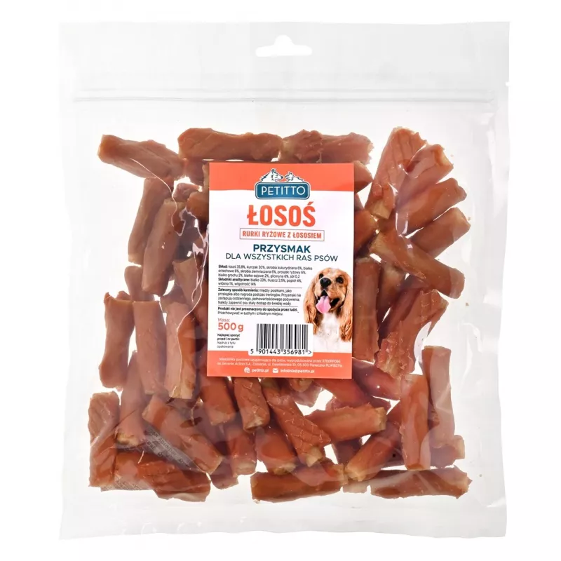Snack para cães PETITTO rolinhos de arroz com salmão 500 g