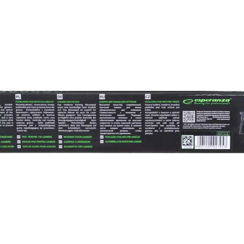 Esperanza EGP101G tapete de rato tapete de rato gaming preto