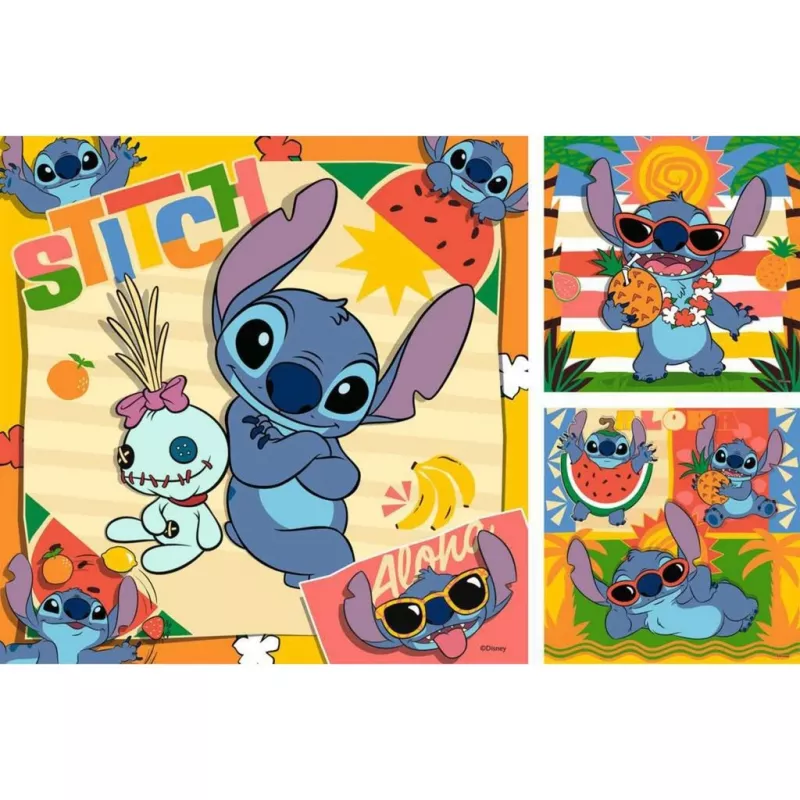 Puzzle infantil Ravensburger Disney Stitch — 3 x 49 peças, adequado para crianças