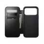Capa tipo carteira de pele para smartphone Nomad Modern Leather Folio para iPhone 17 Pro – preta Horween